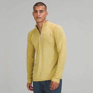 Lululemon Men’s Lightweight Metallic L/S 1/2 Zip Pullover in Gold/Green *READ*